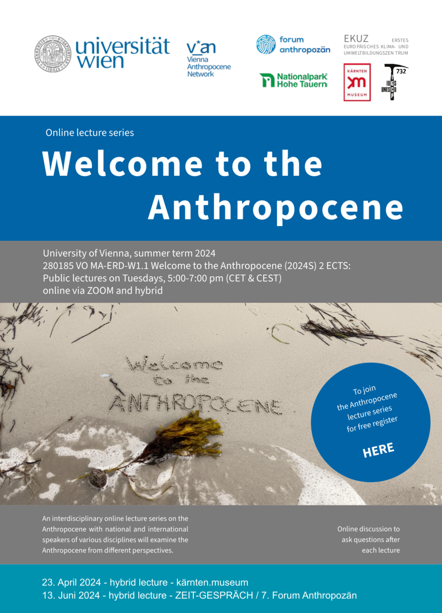 Event poster for the lecture series Anthropocene 2024