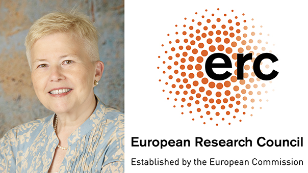 Portrait photo of scientist Ulrike Felt + European Research Council logo