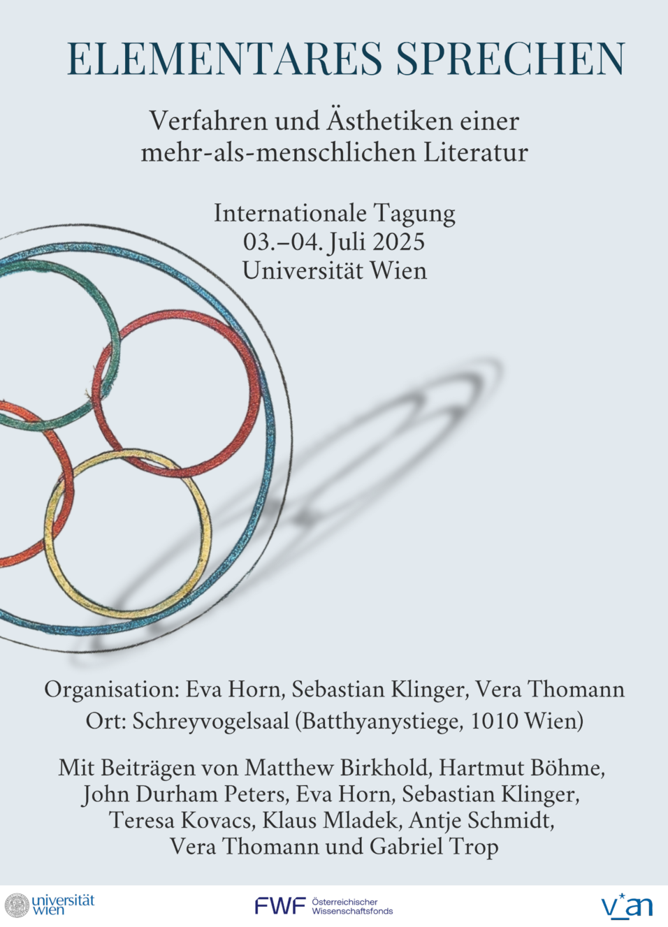 Event poster with teaser text and a visual symbolising the four elements