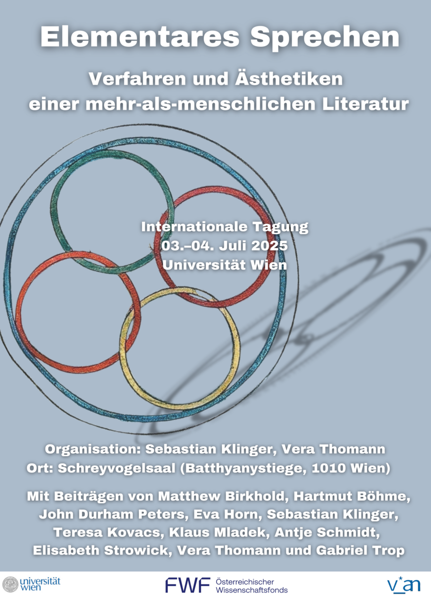Event poster with teaser text and a visual symbolising the four elements