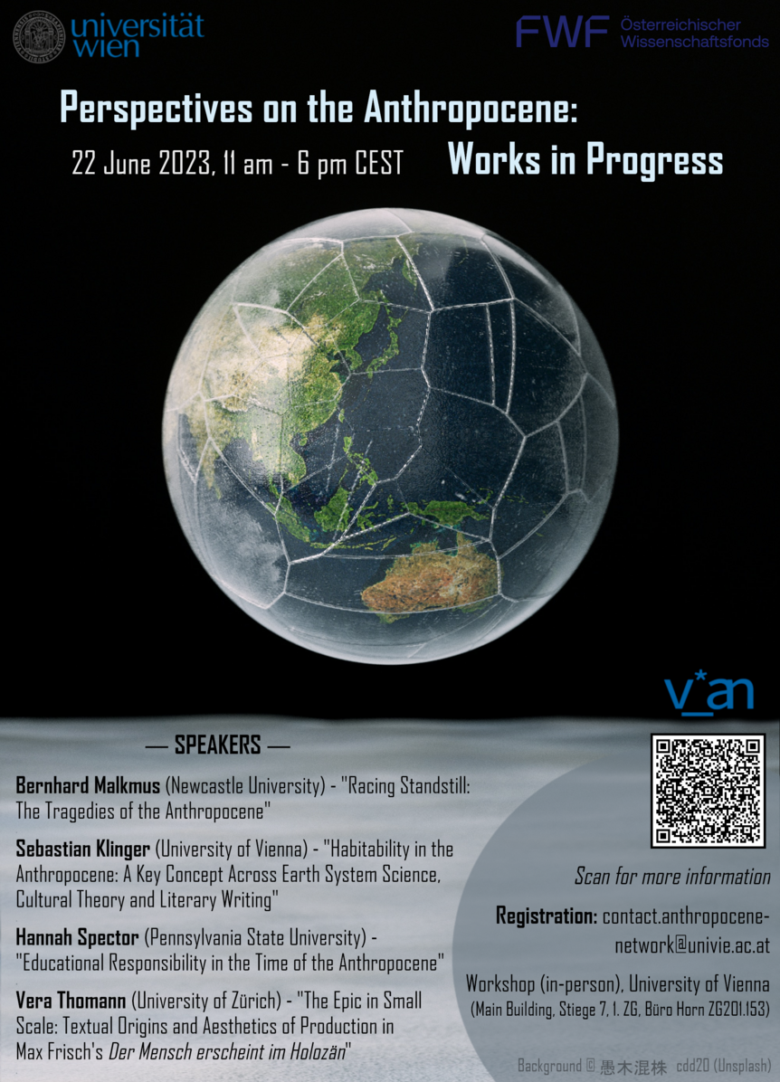 Poster for the Anthropocene workshop in June 2023