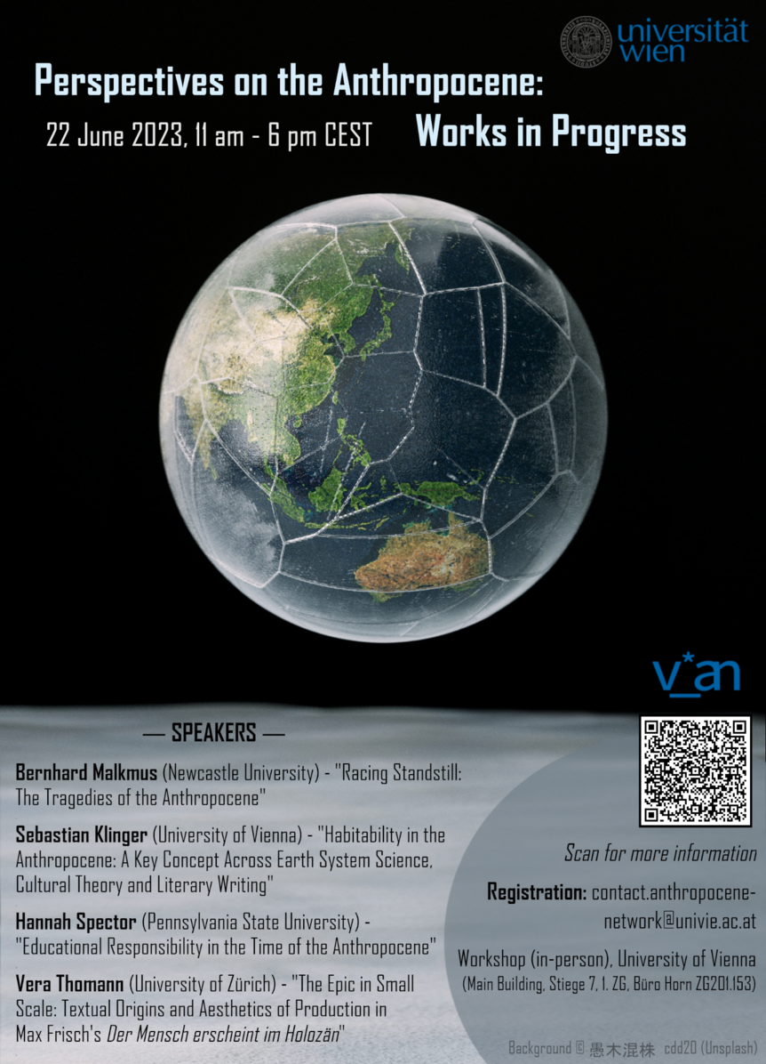 Poster for the Anthropocene workshop in June 2023