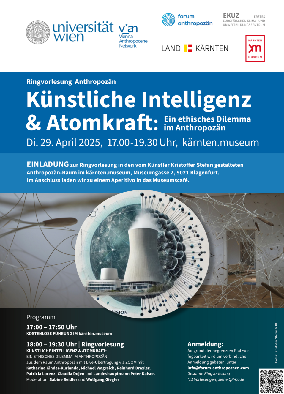 Poster for the hybrid event AI and Nuclear Power at kaernten museum