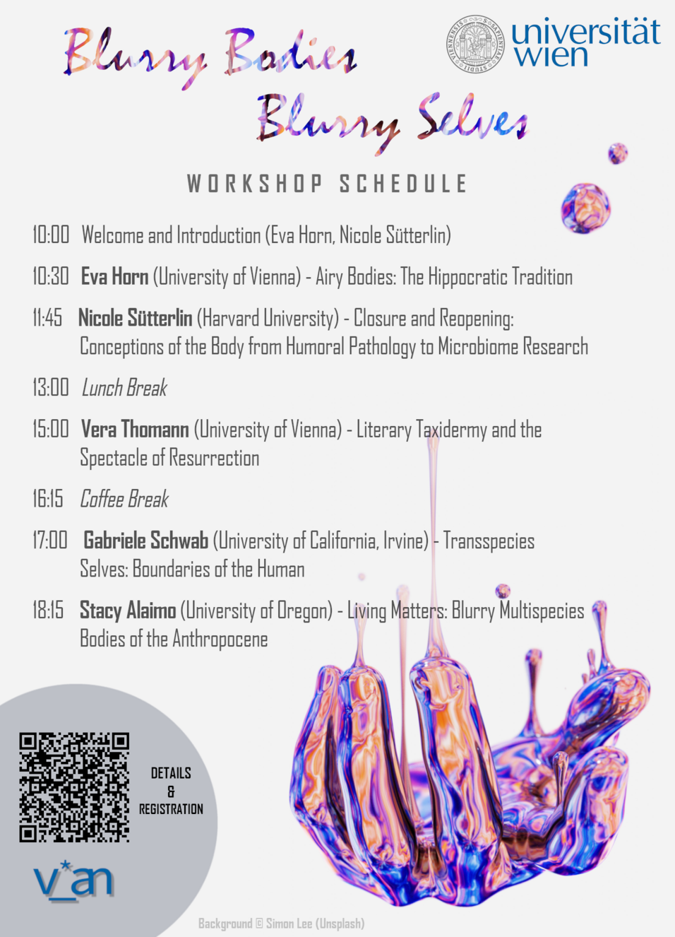 Schedule for the Blurry Bodies Workshop 2024