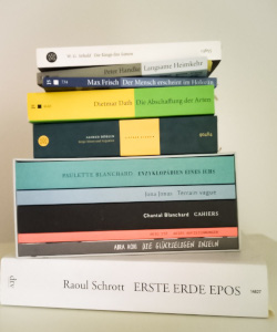 Stack of books (selected works related to the 'Anthropocene Poetics' project)