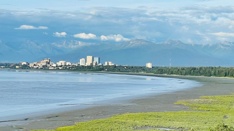 City Anchorage in Alaska from a distance