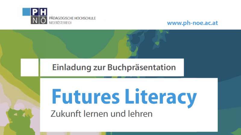 Teaser image for the book launch event "Futures Literacy" 2023
