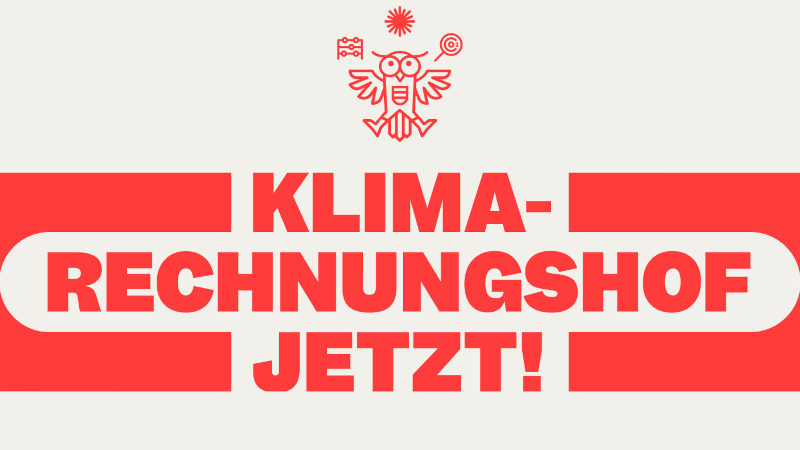 Logo in red of the initiative 'Klimarechnungshof'